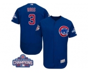 Men's Majestic Chicago Cubs #3 David Ross Royal Blue Alternate 2016 World Series Champions Flexbase Authentic Collection MLB Jersey