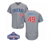 Men's Majestic Chicago Cubs #49 Jake Arrieta Grey 2016 World Series Champions Flexbase Authentic Collection MLB Jersey Men's Majestic Chicago Cubs #49 Jake Arrieta Grey 2016 World Series Champions Flexbase Authentic Collection MLB Jersey