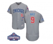 Men's Majestic Chicago Cubs #9 Javier Baez Grey 2016 World Series Champions Flexbase Authentic Collection MLB Jersey