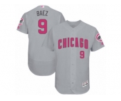 Men's Majestic Chicago Cubs #9 Javier Baez Grey Mother's Day Flexbase Authentic Collection MLB Jersey Men's Majestic Chicago Cubs #9 Javier Baez Grey Mother's Day Flexbase Authentic Collection MLB Jersey