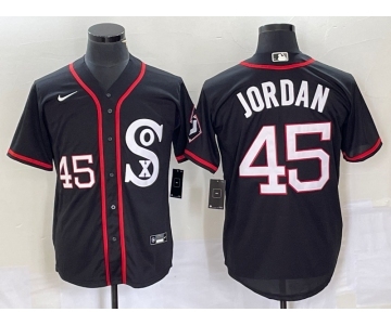 Men's Chicago White Sox #45 Michael Jordan Black Retro Stitched MLB Nike Cool Base Jersey