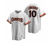 Men's Nike San Francisco Giants #10 Evan Longoria White Cooperstown Collection Home Stitched Baseball Jersey