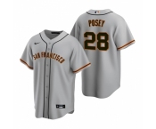 Men's Nike San Francisco Giants #28 Buster Posey Gray Road Stitched Baseball Jersey