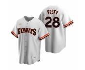 Men's Nike San Francisco Giants #28 Buster Posey White Cooperstown Collection Home Stitched Baseball Jersey