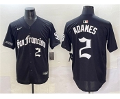 Men's San Francisco Giants #2 Willy Adames Black 'Gothic Fog Edition' Vapor Premier Limited Stitched Baseball Jersey