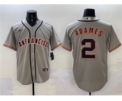 Men's San Francisco Giants #2 Willy Adames Gray Cool Base Stitched Baseball Jersey