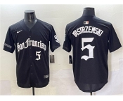 Men's San Francisco Giants #5 Mike Yastrzemski Black 'Gothic Fog Edition' Vapor Premier Limited Stitched Baseball Jersey