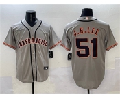 Men's San Francisco Giants #51 Jung Hoo Lee Gray Cool Base Stitched Baseball Jersey