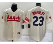 Men's Los Angeles Angels #23 Archie Bradley Cream 2022 City Connect Cool Base Stitched Jersey