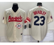Men's Los Angeles Angels #23 Archie Bradley Number Cream 2022 City Connect Cool Base Stitched Jersey