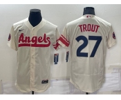 Men's Los Angeles Angels #27 Mike Trout Cream 2022 City Connect Flex Base Stitched Jersey