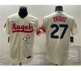 Men's Los Angeles Angels #27 Mike Trout Number Cream 2022 City Connect Flex Base Stitched Jersey