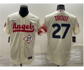 Men's Los Angeles Angels #27 Mike Trout Number Cream 2022 City Connect Flex Base Stitched Jersey