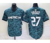 Men's Los Angeles Angels #27 Mike Trout Teal 2023 All Star Cool Base Stitched Jersey Men's Los Angeles Angels #27 Mike Trout Teal 2023 All Star Cool Base Stitched Jersey