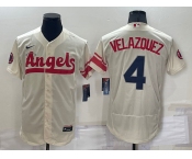 Men's Los Angeles Angels #4 Andrew Velazquez Cream 2022 City Connect Flex Base Stitched Jersey