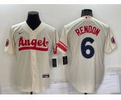 Men's Los Angeles Angels #6 Anthony Rendon Cream 2022 City Connect Cool Base Stitched Jersey