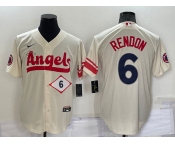 Men's Los Angeles Angels #6 Anthony Rendon Number Cream 2022 City Connect Cool Base Stitched Jersey