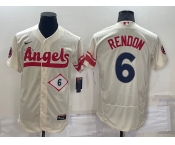 Men's Los Angeles Angels #6 Anthony Rendon Number Cream 2022 City Connect Flex Base Stitched Jersey