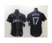 Men's Los Angeles Angels of Anaheim #17 Shohei Ohtani Black 2021 Iridescent Logo Jersey