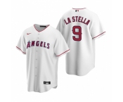Men's Nike Los Angeles Angels #9 Tommy La Stella White Home Stitched Baseball Jersey