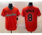 Men's Baltimore Orioles #8 Cal Ripken Jr. Orange Throwback Stitched Baseball Jersey