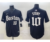 Men's Boston Red Sox #10 Trevor Story Black Gothic Vapor Limited Stitched Baseball Jersey Men's Boston Red Sox #10 Trevor Story Black Gothic Vapor Limited Stitched Baseball Jersey