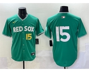 Men's Boston Red Sox #15 Dustin Pedroia Green 2025 City Connect Limited Stitched Baseball Jersey