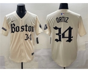 Men's Boston Red Sox #34 David Ortiz Cream Gothic Vapor Limited Stitched Baseball Jersey