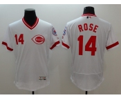 Men's Cincinnati Reds #14 Pete Rose White Flexbase Authentic Collection Cooperstown Baseball Jersey