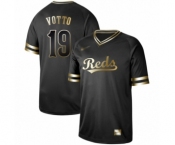 Men's Cincinnati Reds #19 Joey Votto Authentic Black Gold Fashion Baseball Jersey