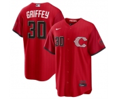 Men's Cincinnati Reds #30 Will Benson Red 2026 City Connect Stadium Stitched Baseball Jersey