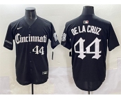 Men's Cincinnati Reds #44 Elly De La Cruz Black 'Gothic Queen City Edition' Vapor Premier Limited Stitched Baseball Jersey