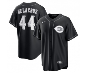 Men's Cincinnati Reds #44 Elly De La Cruz Black Lights Out Limited Stitched Baseball Jersey