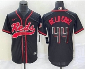Men's Cincinnati Reds #44 Elly De La Cruz Black With Patch Cool Base Stitched Baseball Jersey