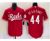 Men's Cincinnati Reds #44 Elly De La Cruz Red With Patch Cool Base Stitched Baseball Jersey