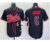 Men's Cincinnati Reds #6 Jonathan India Number Black 2023 City Connect With Patch Stitched Jersey