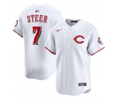 Men's Cincinnati Reds #7 Spencer Steer White 2025 Home Limited Stitched Baseball Jersey