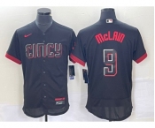 Men's Cincinnati Reds #9 Matt McLain Black 2023 City Connect Flex Base Stitched Jersey