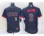 Men's Cincinnati Reds #9 Matt McLain Number Black 2023 City Connect Flex Base Stitched Jersey1