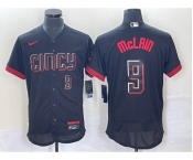 Men's Cincinnati Reds #9 Matt McLain Number Black 2023 City Connect Flex Base Stitched Jersey2