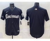 Men's Cincinnati Reds Blank Black 'Gothic Queen City Edition' Vapor Premier Limited Stitched Baseball Jersey