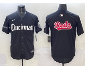 Men's Cincinnati Reds Team Big Logo Black 'Gothic Queen City Edition' Vapor Premier Limited Stitched Baseball Jersey