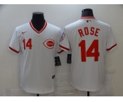 Men's Nike Majestic Cincinnati Reds #14 Pete Rose White Retro MLB Jersey