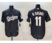 Men's Los Angeles Dodgers #11 Roki Sasaki Black Cool Base Stitched Baseball Jersey