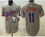 Men's Los Angeles Dodgers #11 Roki Sasaki Grey Hello Kitty 2025 World Series Champions Limited Jersey Men's Los Angeles Dodgers #11 Roki Sasaki Grey Hello Kitty 2025 World Series Champions Limited Jersey