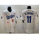 Men's Los Angeles Dodgers #11 Roki Sasaki White 2025 Tokyo Series Limited Stitched Baseball Jersey