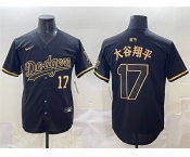 Men's Los Angeles Dodgers #17 大谷翔平 Black Gold Limited Stitched Jersey