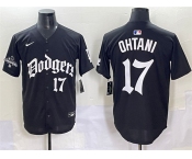 Men's Los Angeles Dodgers #17 Shohei Ohtani Black 2025 LA Gothic Style With 2024 World Series Champions Patch Vapor Premier Limited Stitched Baseball Jerse