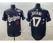 Men's Los Angeles Dodgers #17 Shohei Ohtani Black 2025 World Series Patch Tokyo Series Limited Stitched Baseball Jersey Men's Los Angeles Dodgers #17 Shohei Ohtani Black 2025 World Series Patch Tokyo Series Limited Stitched Baseball Jersey