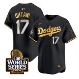 Men's Los Angeles Dodgers #17 Shohei Ohtani Black Gold 2024 World Series Limited Stitched Baseball Jersey